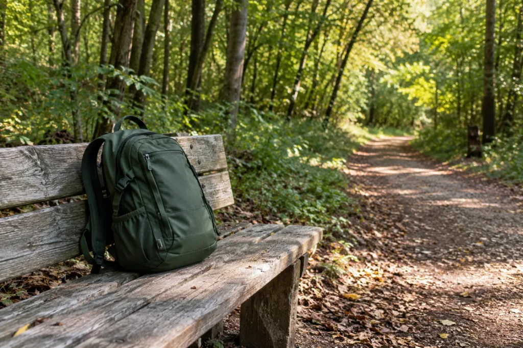 Daypack in outdoor travel setting