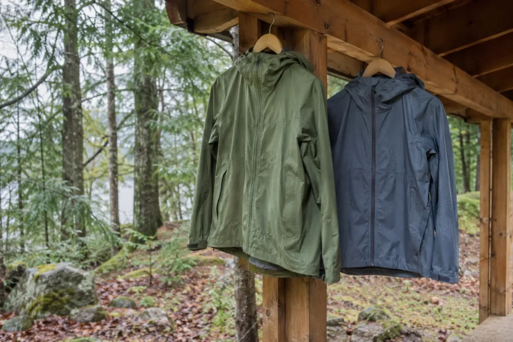 Rain jacket in outdoor travel setting