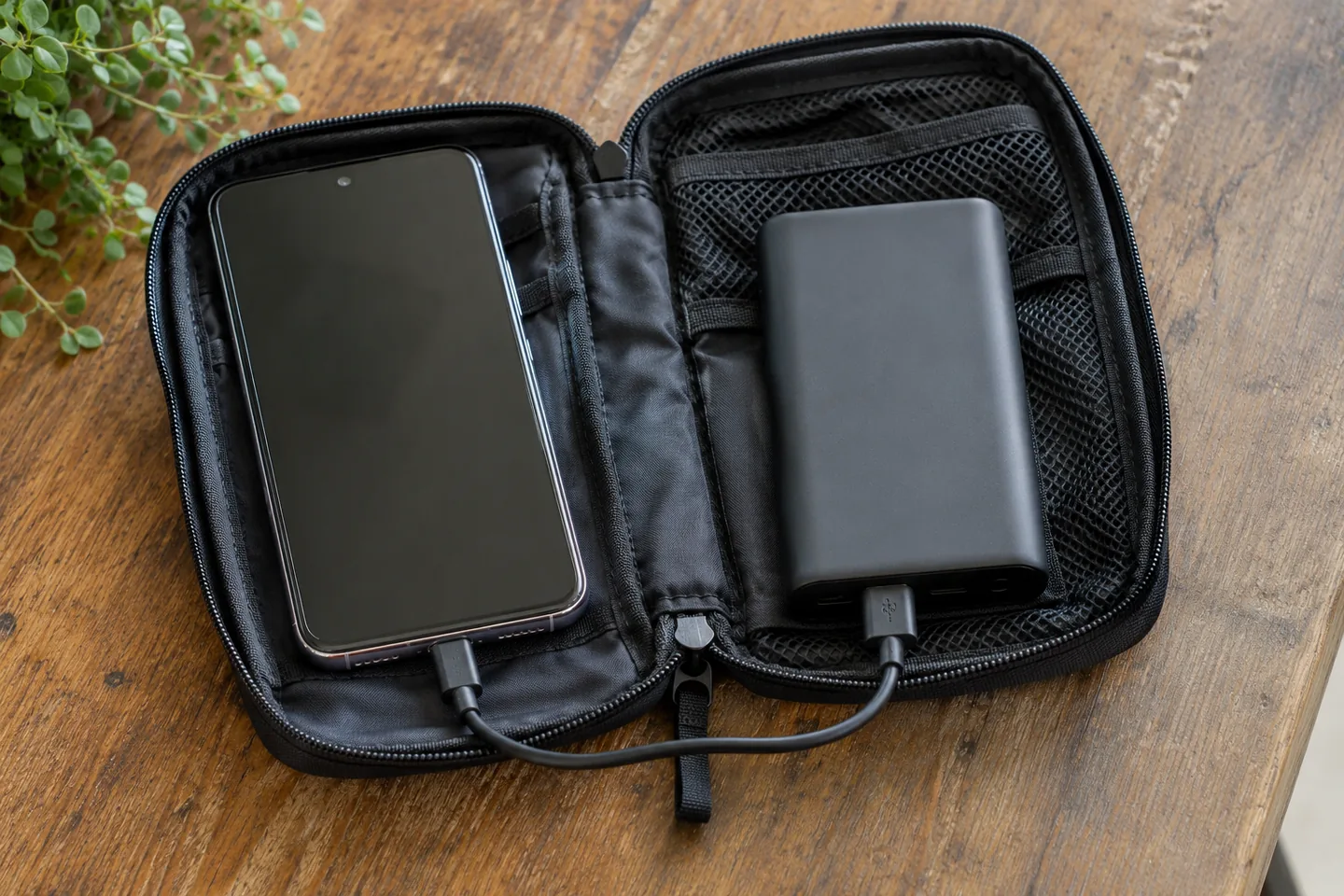 Power bank detail in everyday use