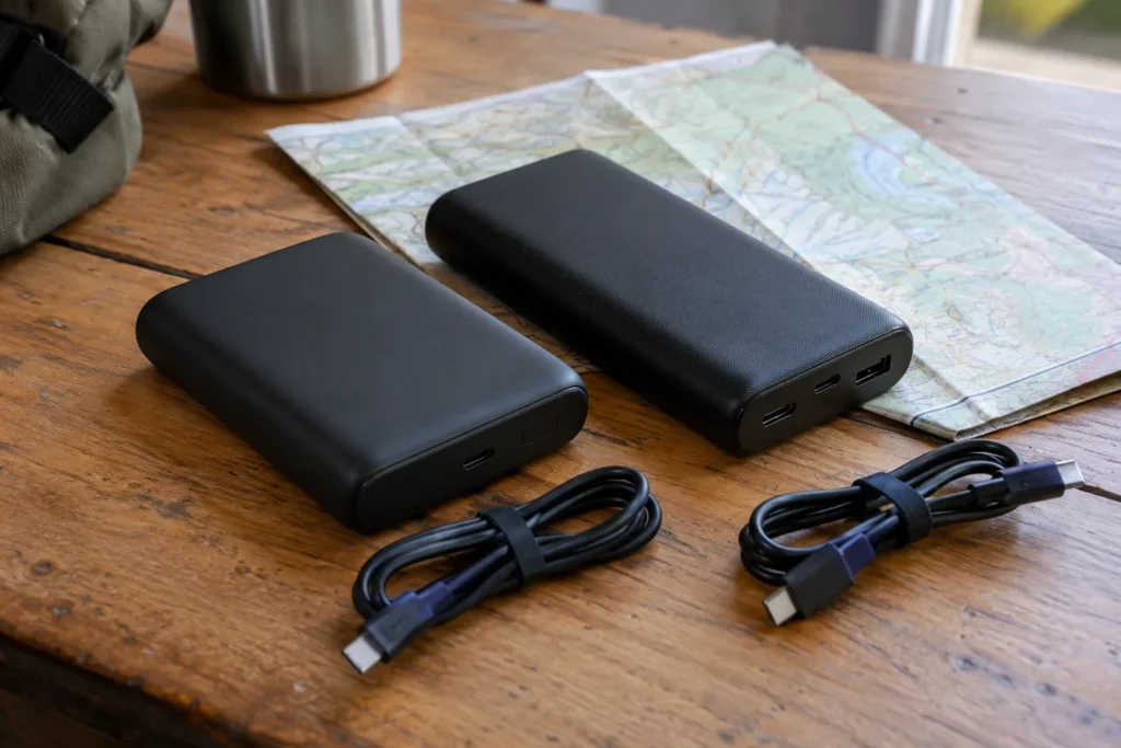 Power bank in outdoor travel setting